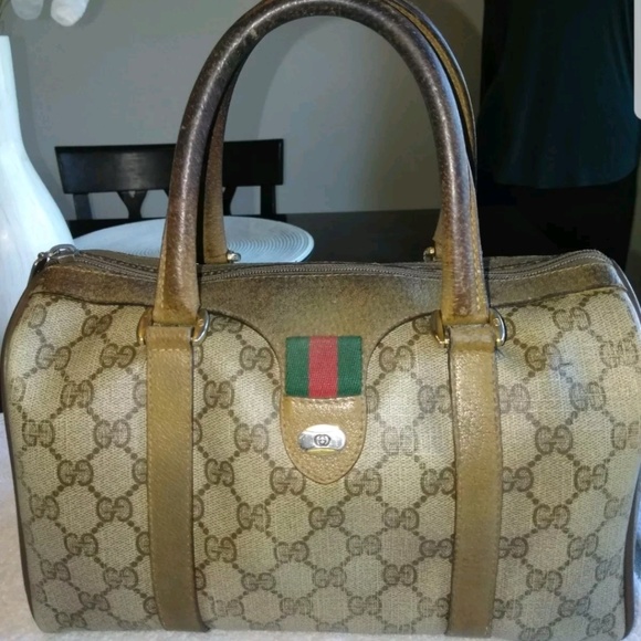 GUCCI VINTAGE ACCESSORY SATCHEL HANDBAG W/CERT
